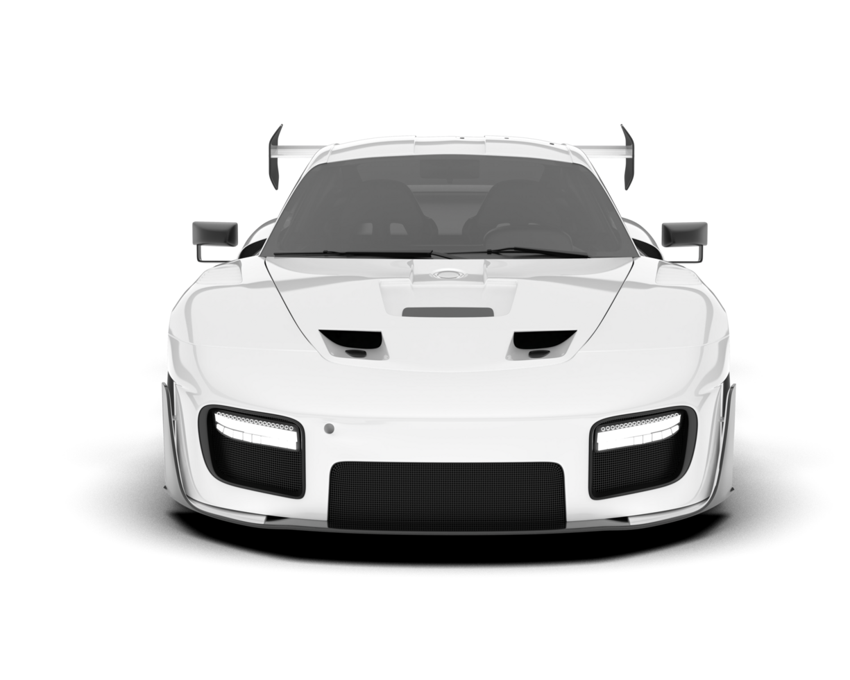 White sport car on transparent background. 3d rendering - illustration png