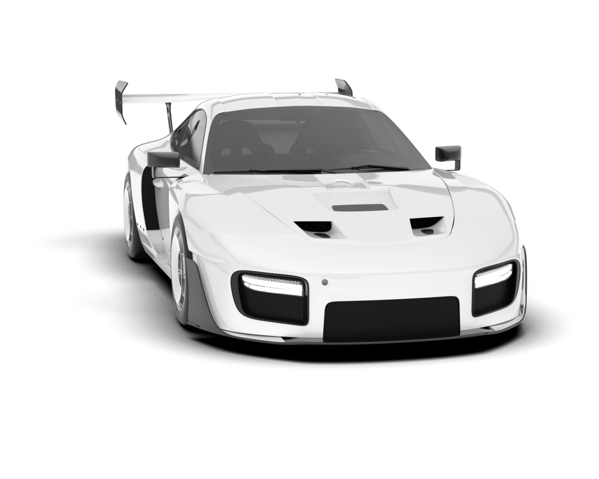 White sport car on transparent background. 3d rendering - illustration png