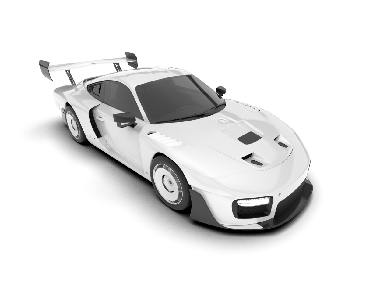 White sport car on transparent background. 3d rendering - illustration png
