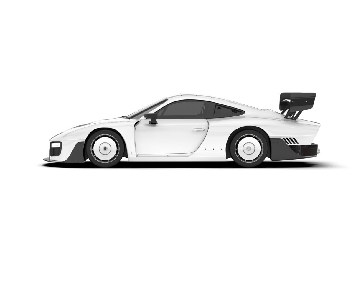 White sport car on transparent background. 3d rendering - illustration png