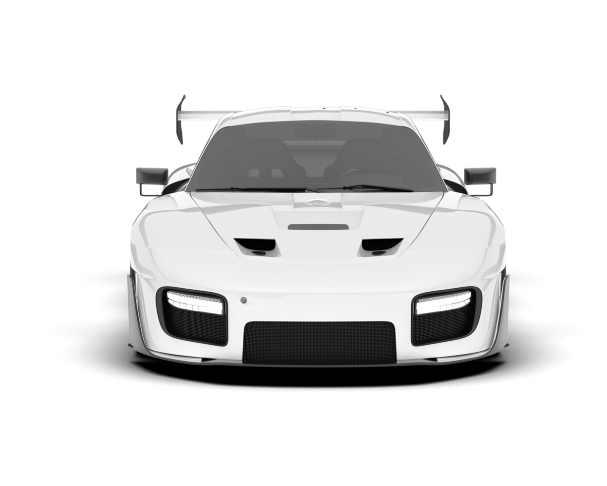 White sport car on transparent background. 3d rendering - illustration png