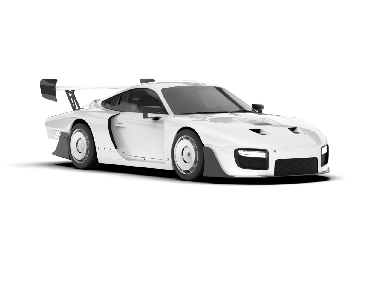 White sport car on transparent background. 3d rendering - illustration png
