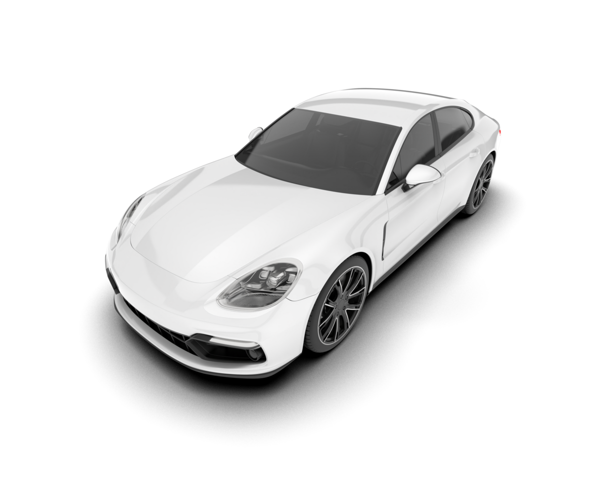 White sport car on transparent background. 3d rendering - illustration png