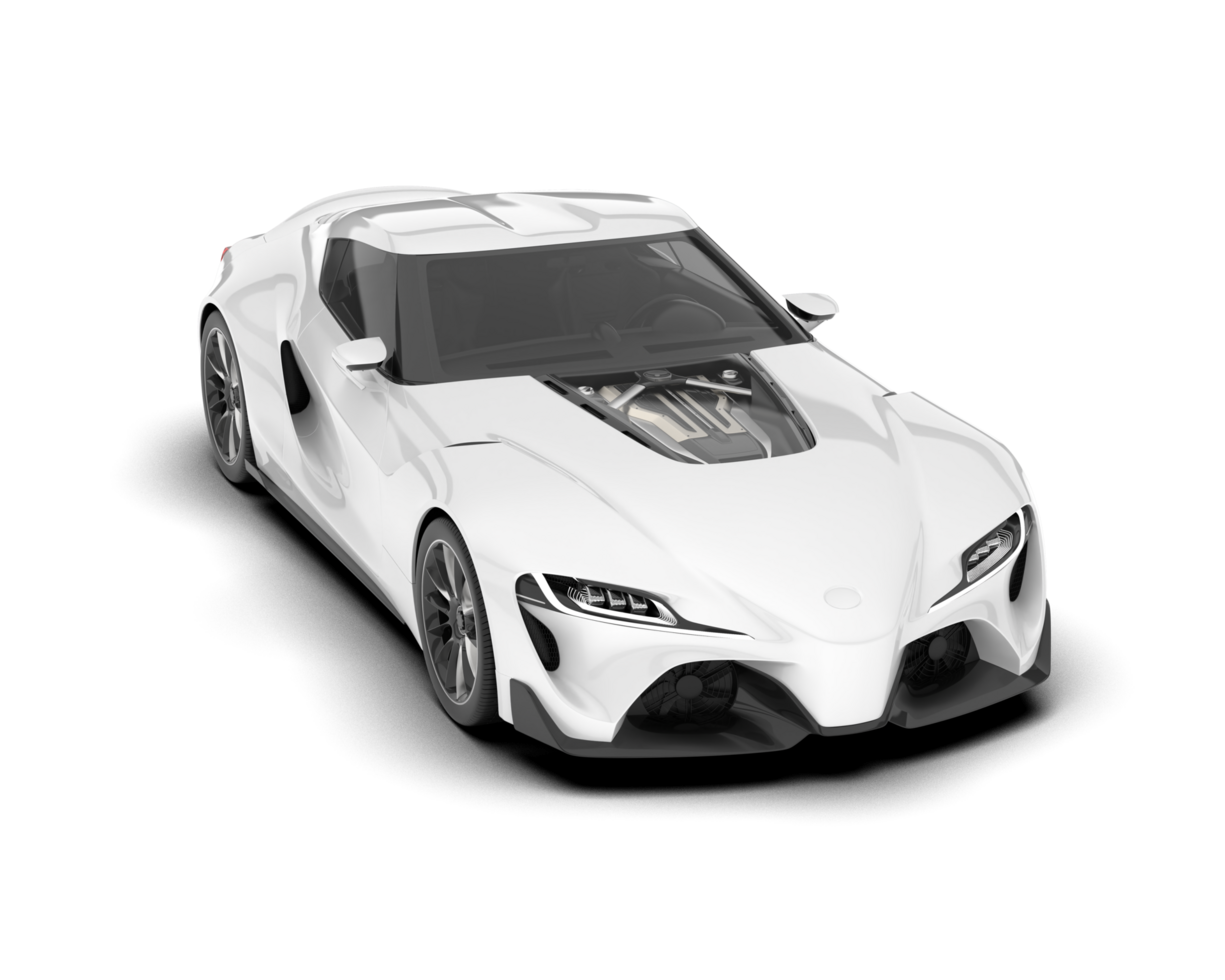 White sport car on transparent background. 3d rendering - illustration png
