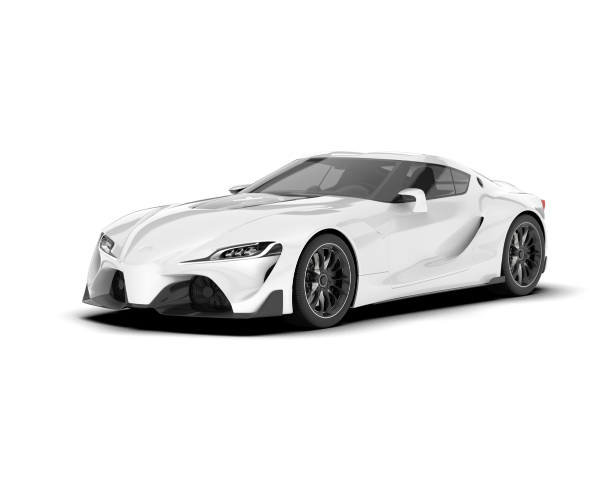 White sport car on transparent background. 3d rendering - illustration png