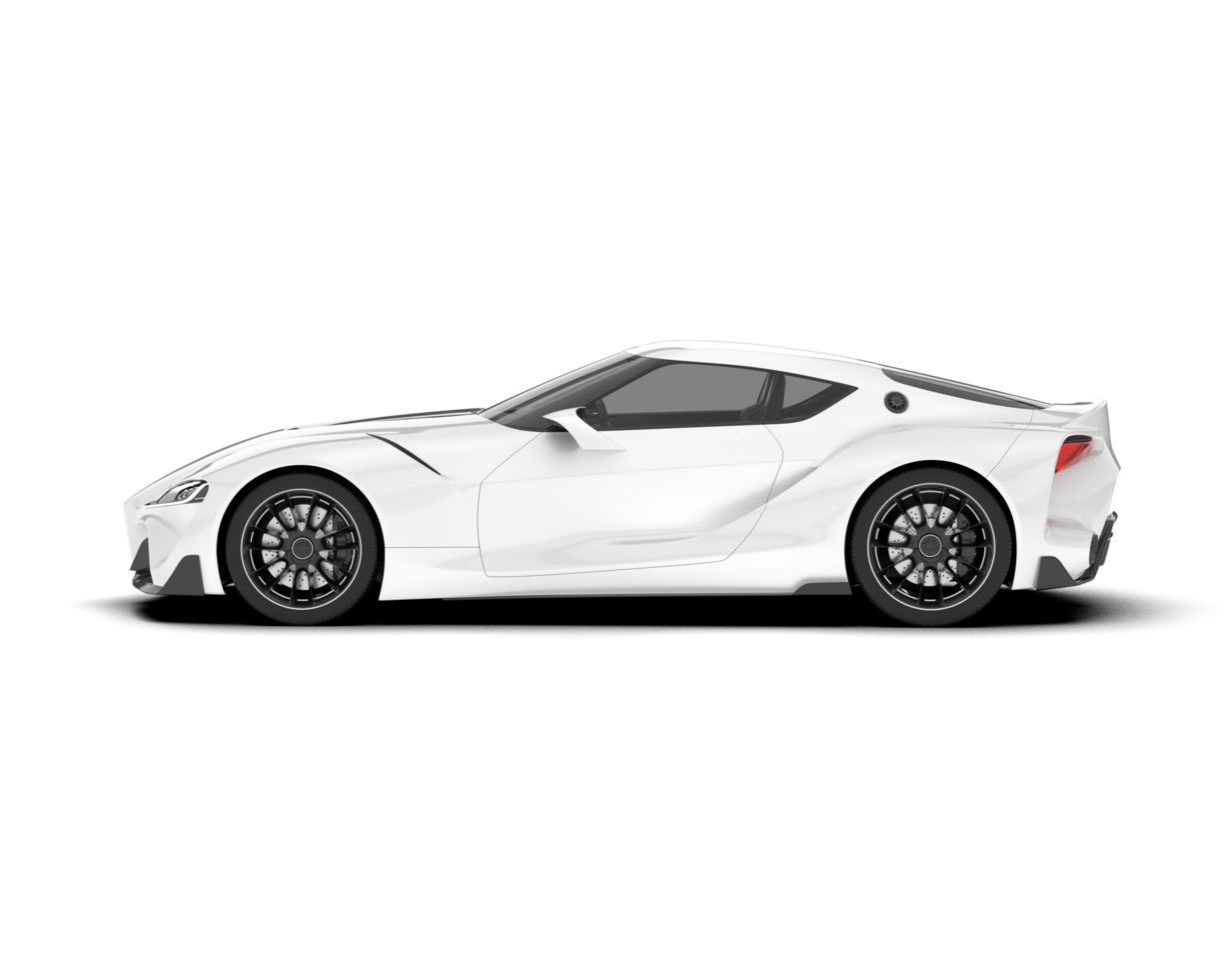 White sport car on transparent background. 3d rendering - illustration png