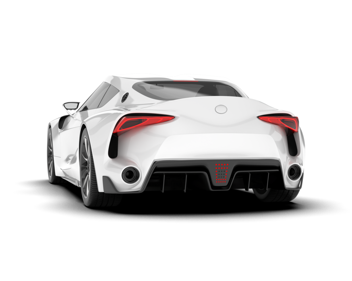 White sport car on transparent background. 3d rendering - illustration png