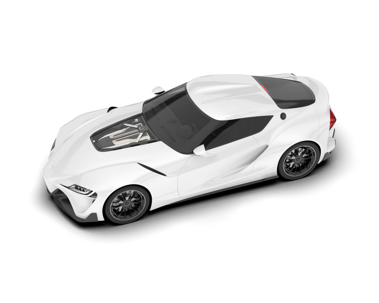 White sport car on transparent background. 3d rendering - illustration png