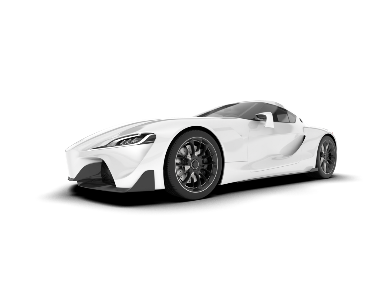 White sport car on transparent background. 3d rendering - illustration png