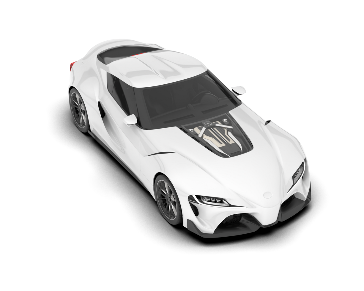 White sport car on transparent background. 3d rendering - illustration png