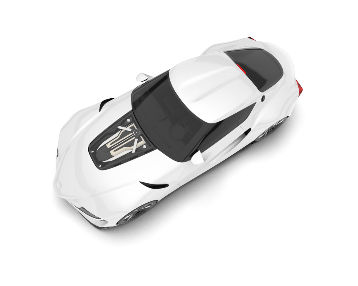 White sport car on transparent background. 3d rendering - illustration png
