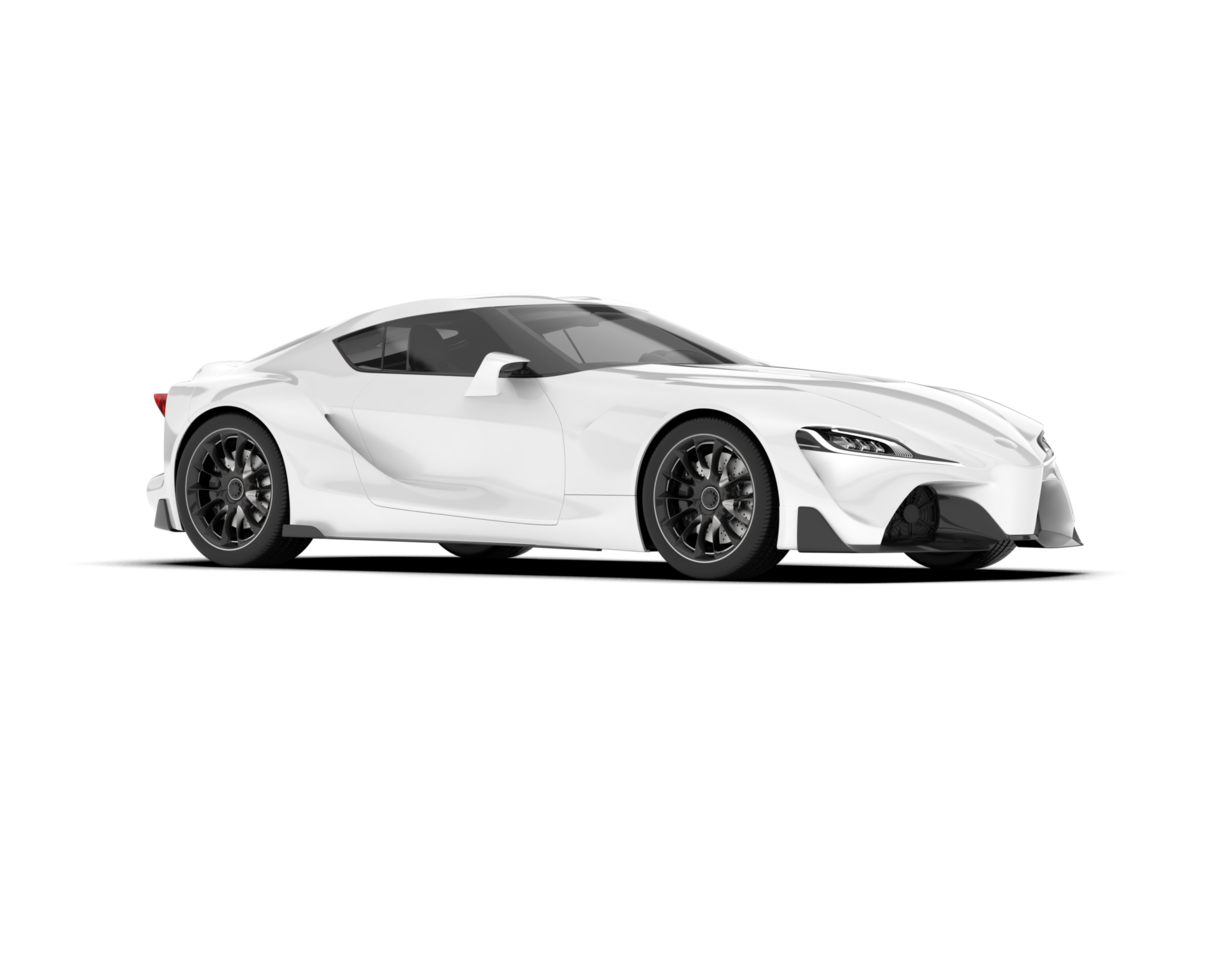 White sport car on transparent background. 3d rendering - illustration png