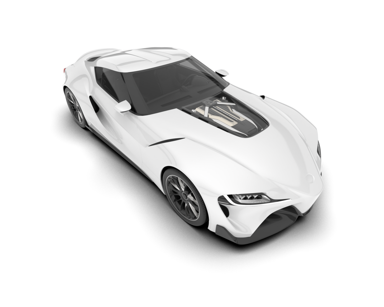 White sport car on transparent background. 3d rendering - illustration png