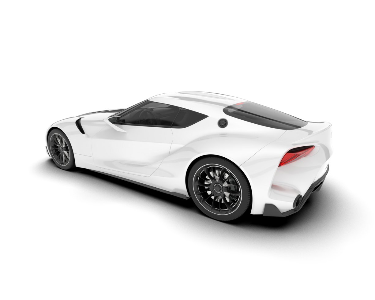 White sport car on transparent background. 3d rendering - illustration png