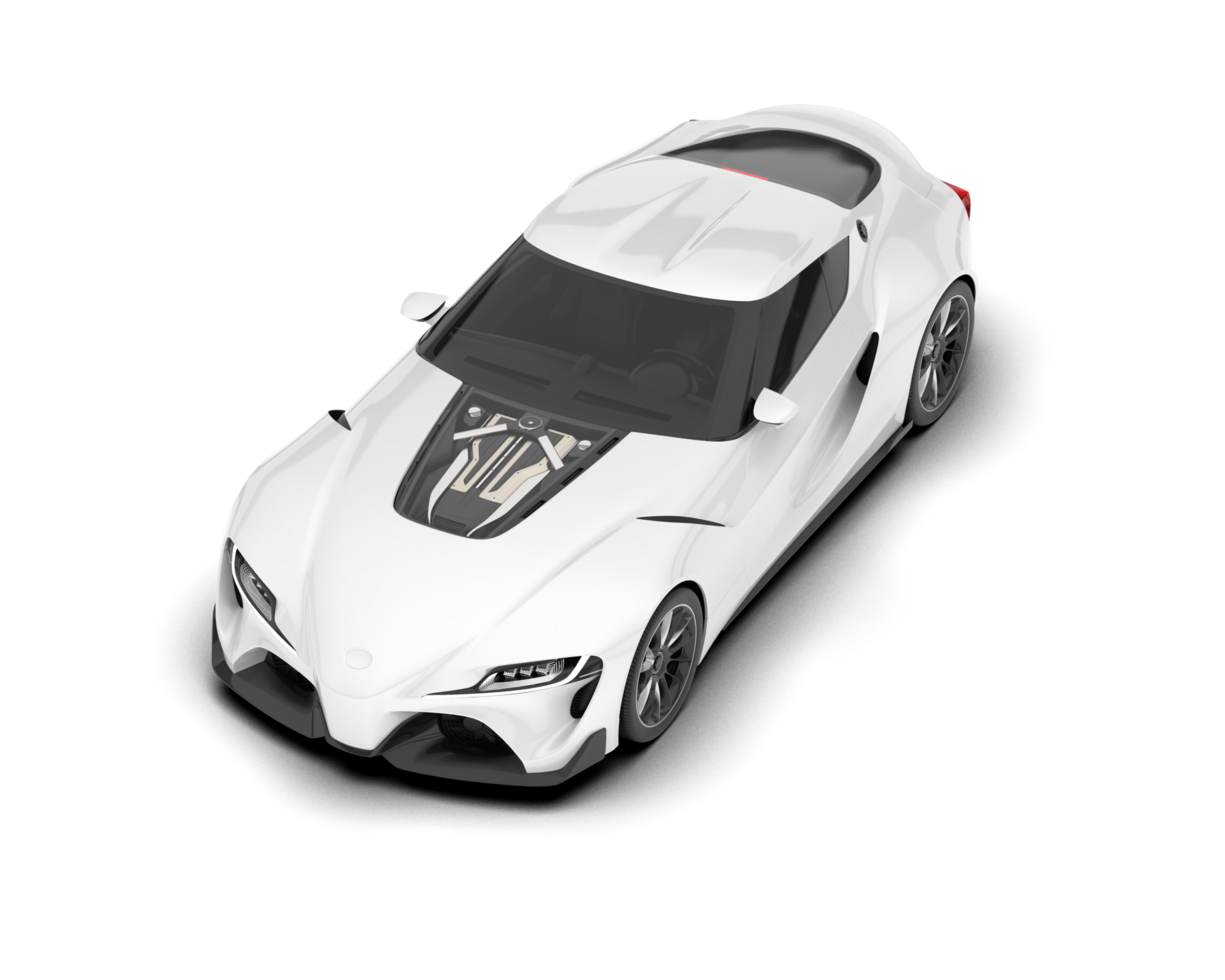 White sport car on transparent background. 3d rendering - illustration png