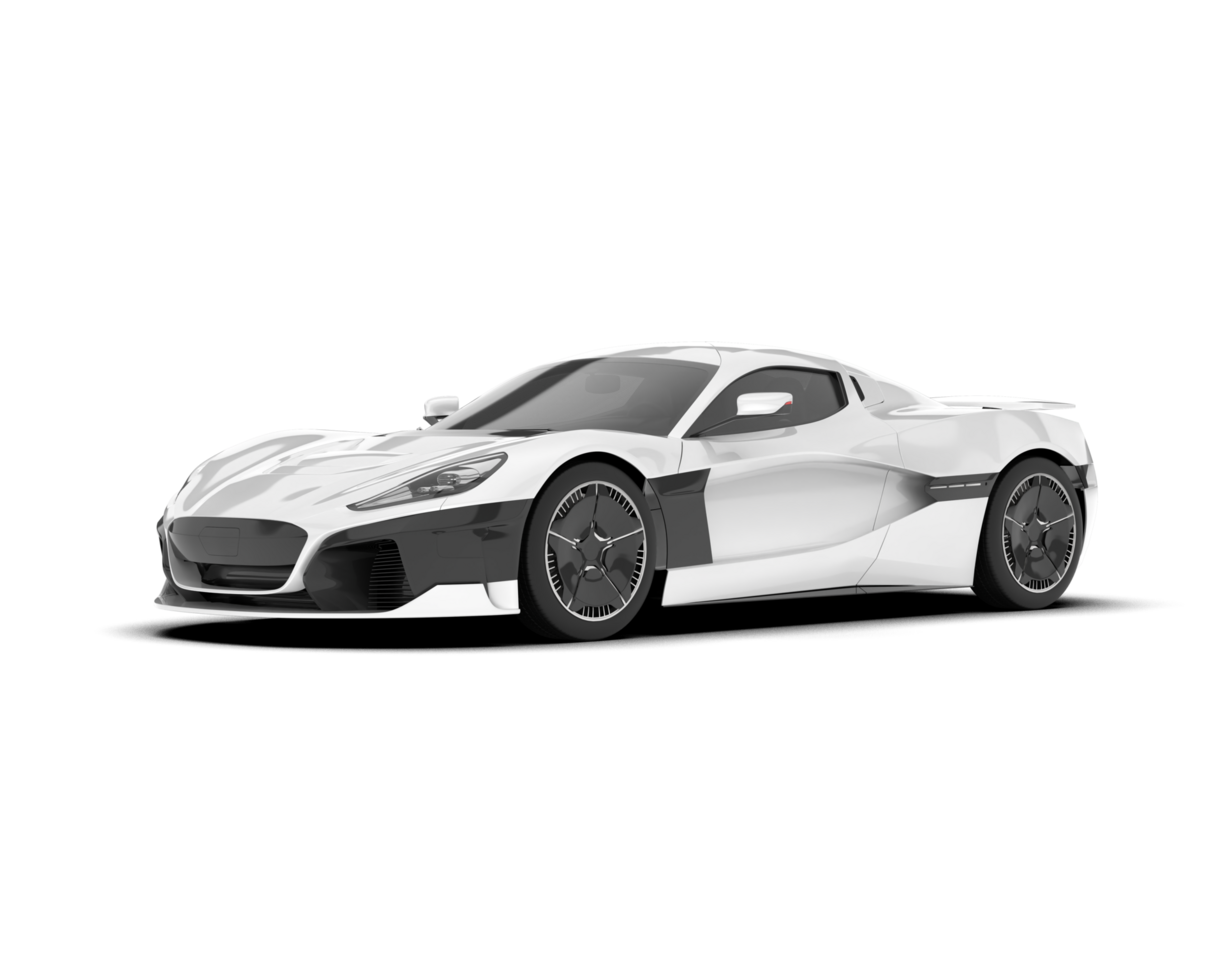 White sport car on transparent background. 3d rendering - illustration png