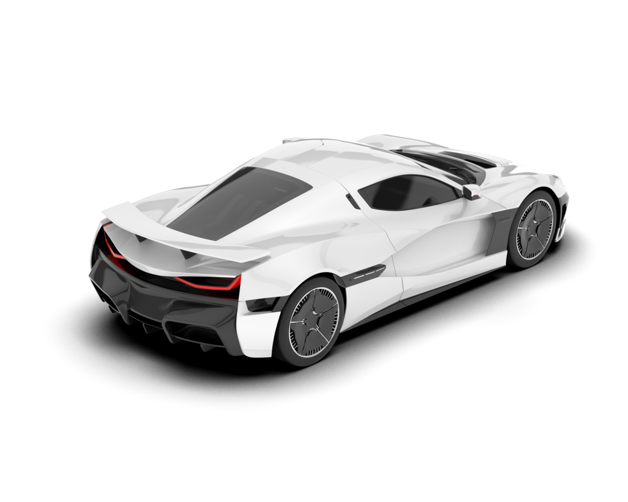 White sport car on transparent background. 3d rendering - illustration png