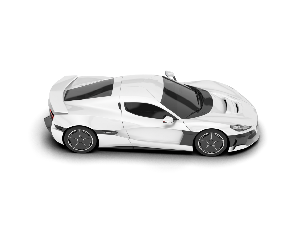 White sport car on transparent background. 3d rendering - illustration png