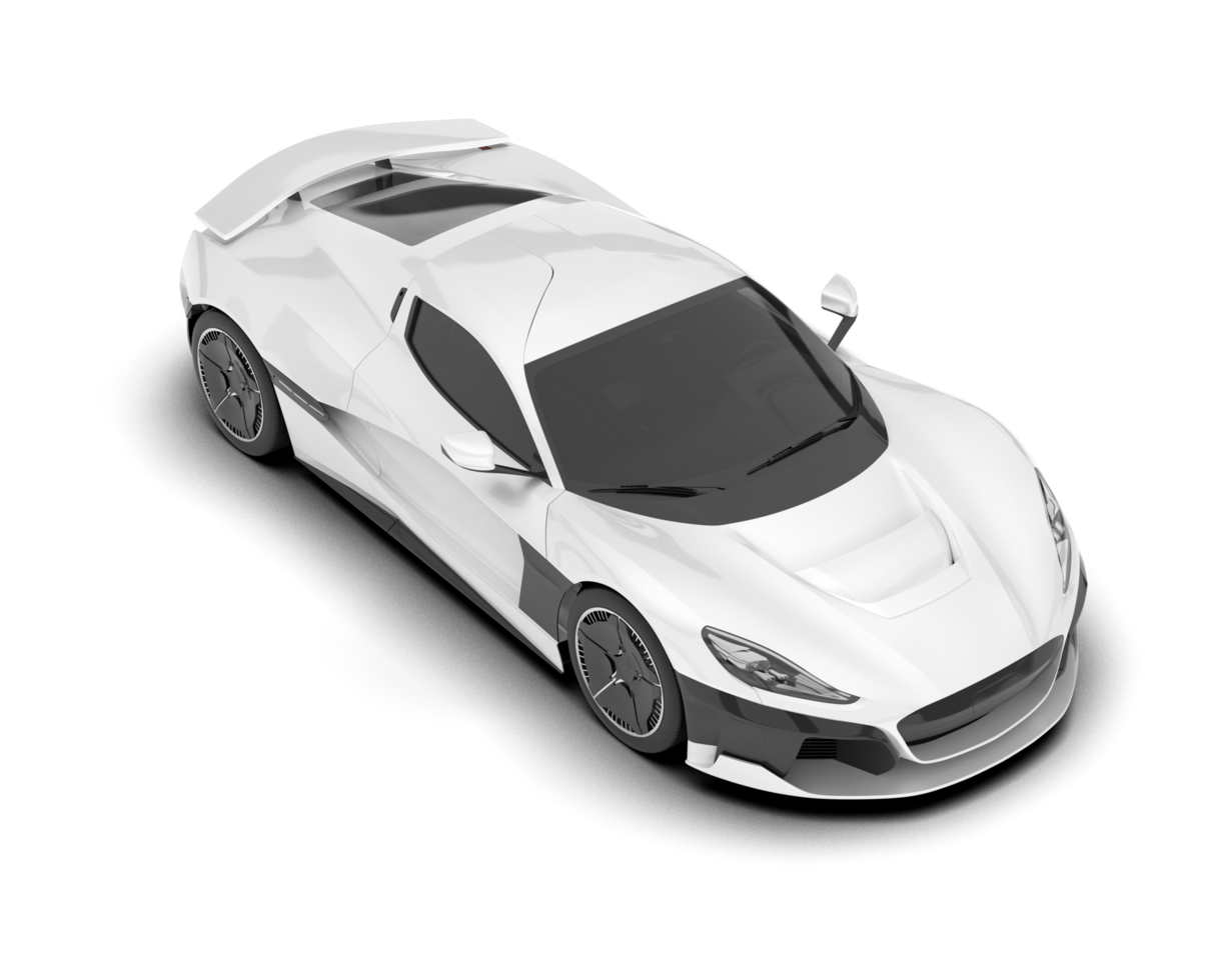 White sport car on transparent background. 3d rendering - illustration png