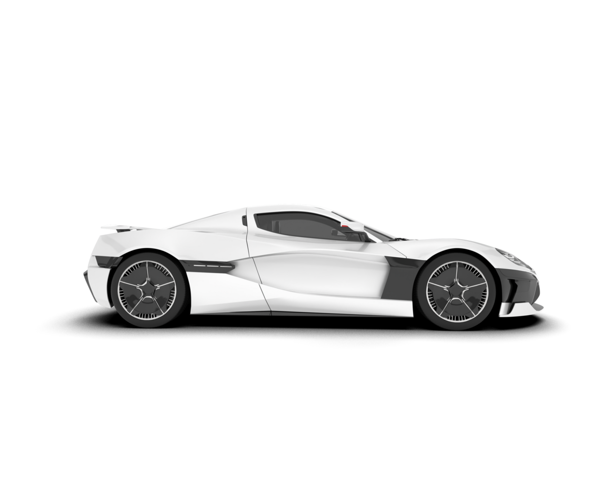 White sport car on transparent background. 3d rendering - illustration png