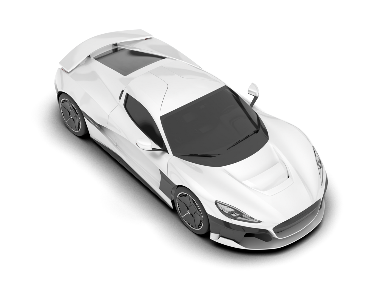 White sport car on transparent background. 3d rendering - illustration png