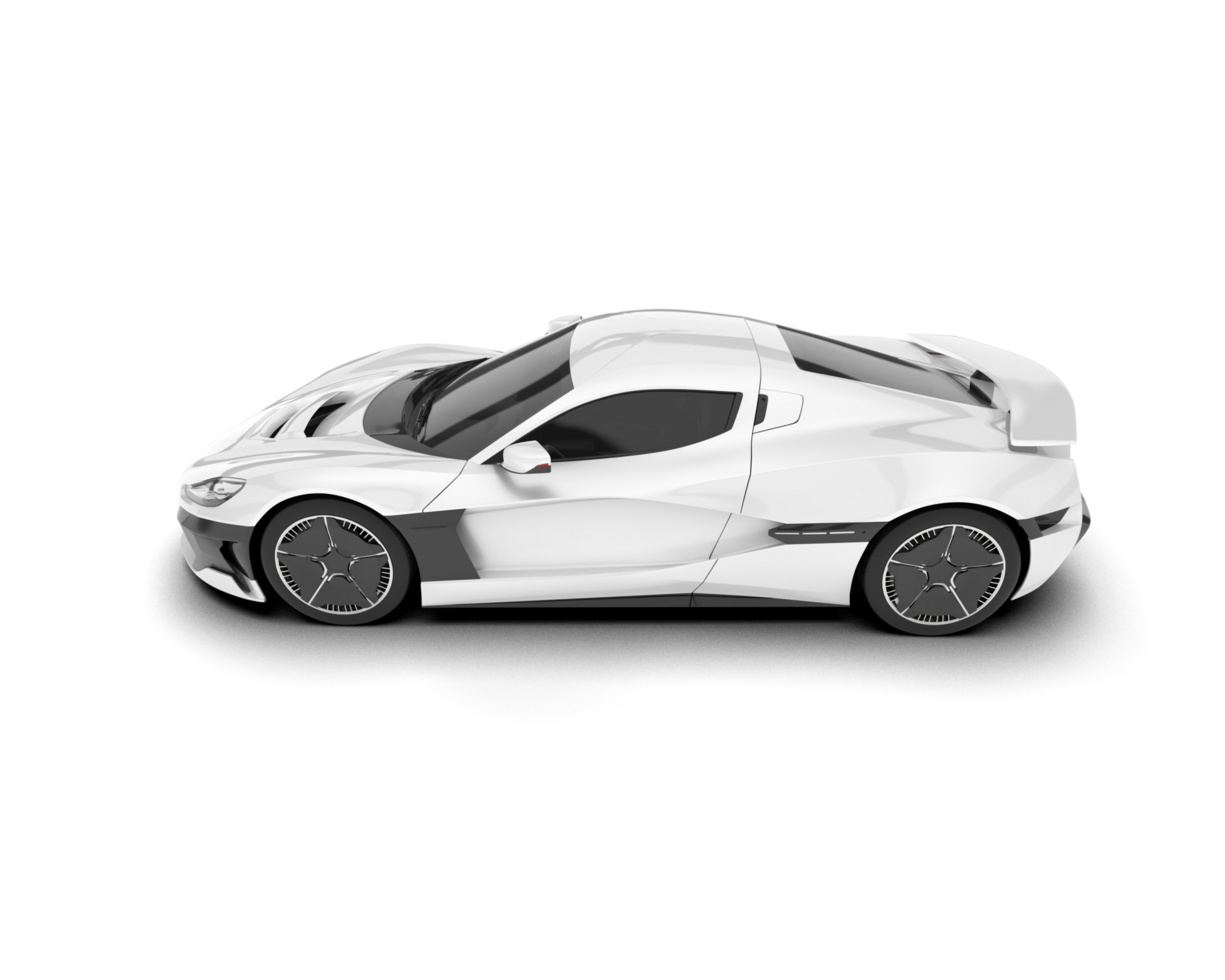 White sport car on transparent background. 3d rendering - illustration png