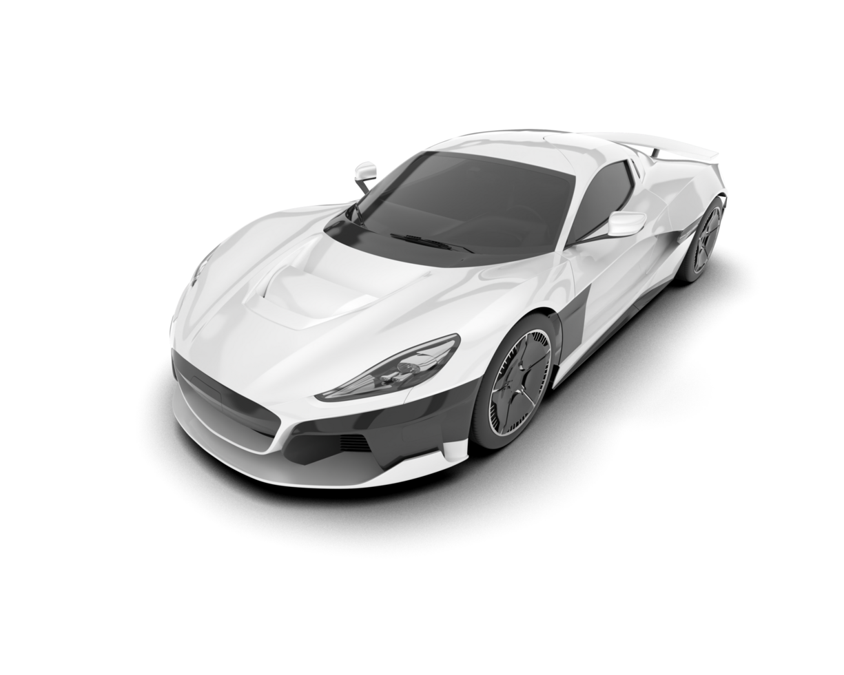 White sport car on transparent background. 3d rendering - illustration png