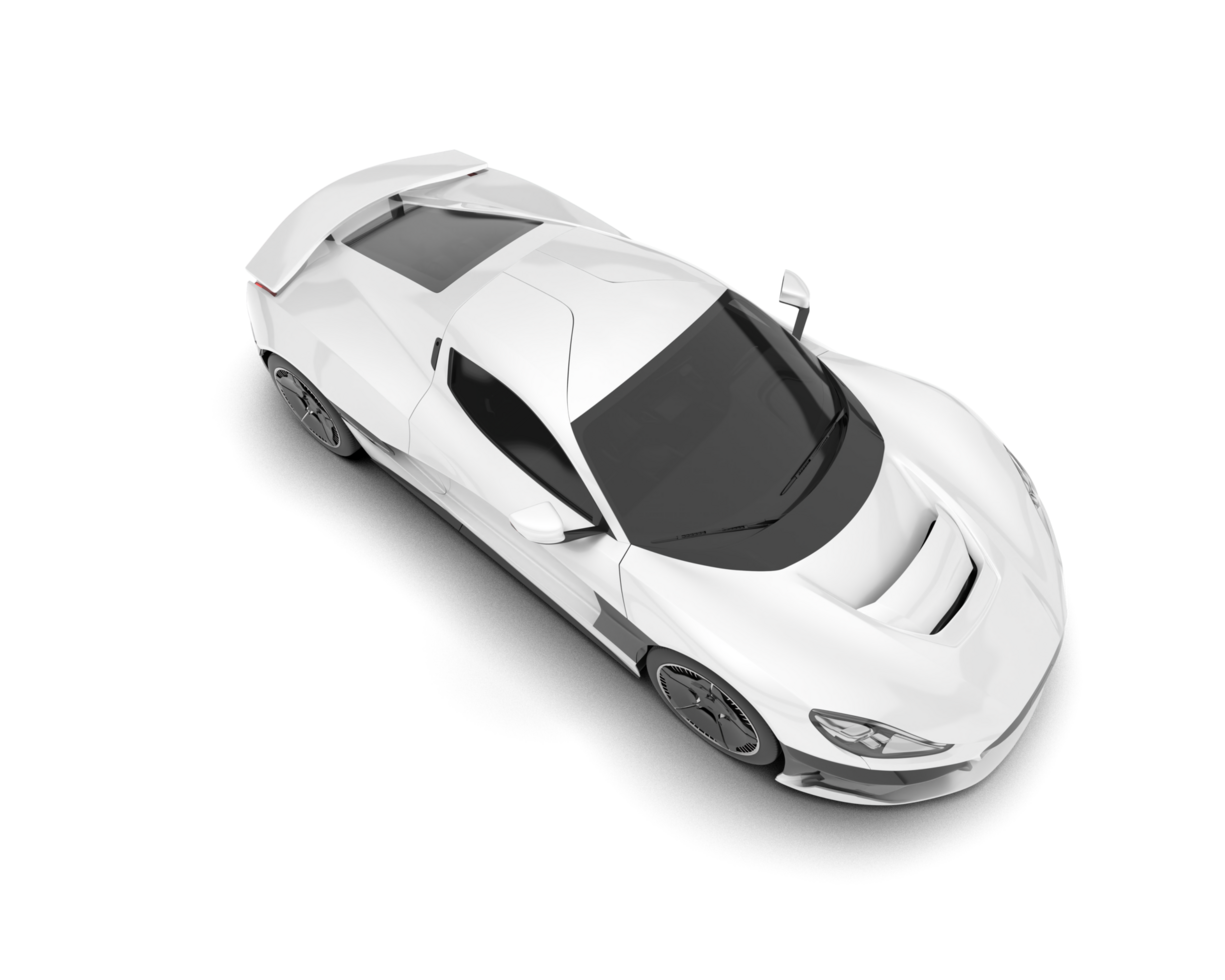 White sport car on transparent background. 3d rendering - illustration png