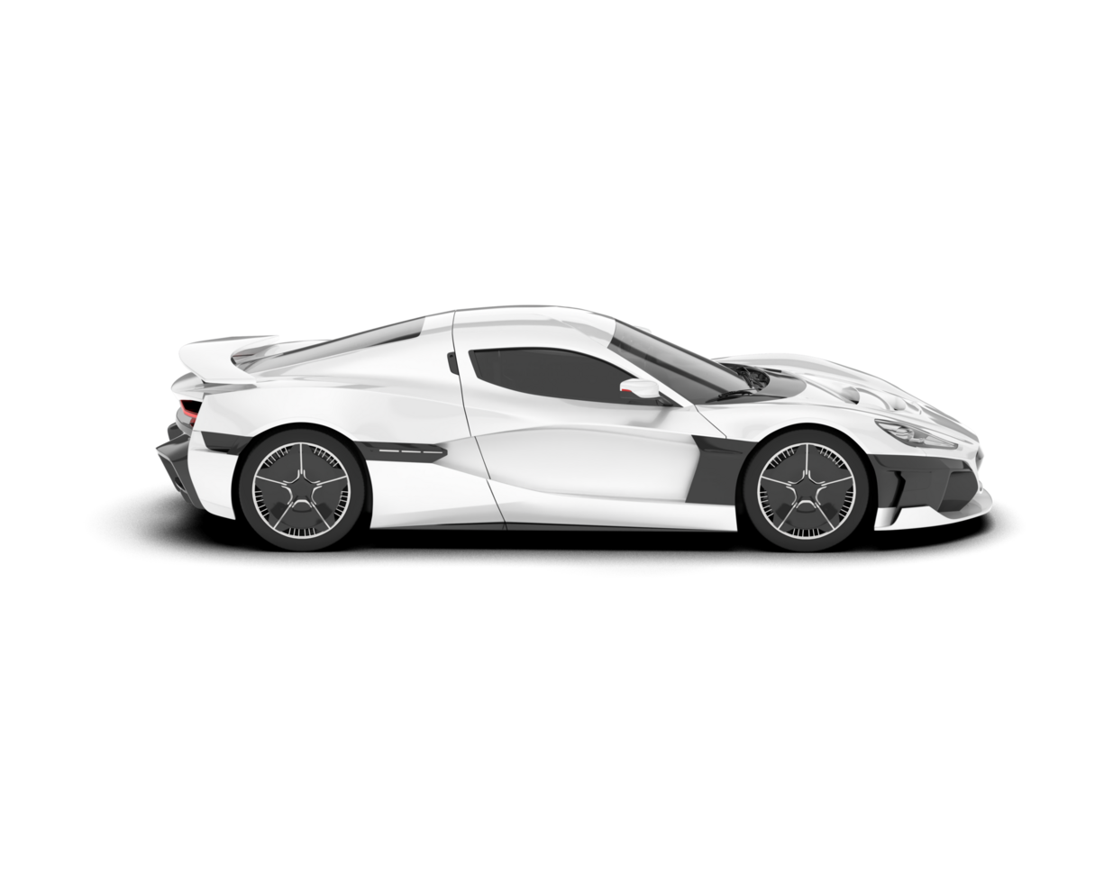 White sport car on transparent background. 3d rendering - illustration png