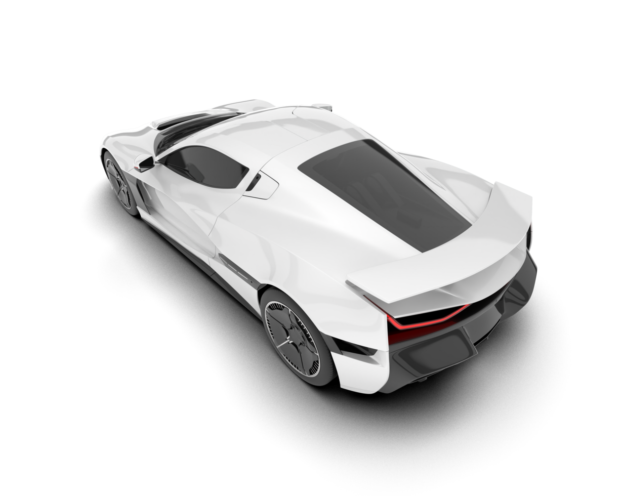 White sport car on transparent background. 3d rendering - illustration png