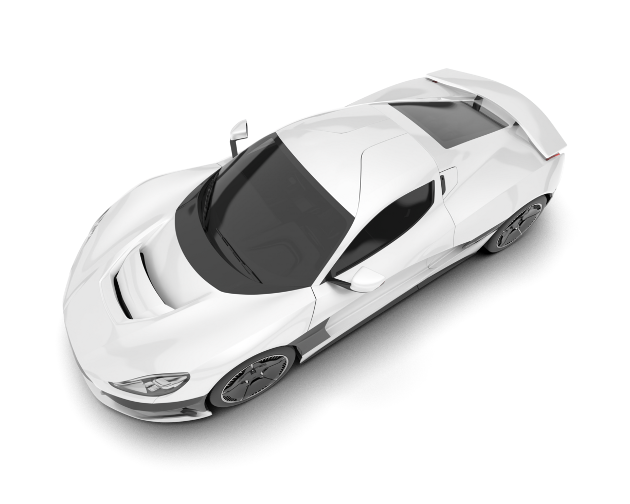 White sport car on transparent background. 3d rendering - illustration png