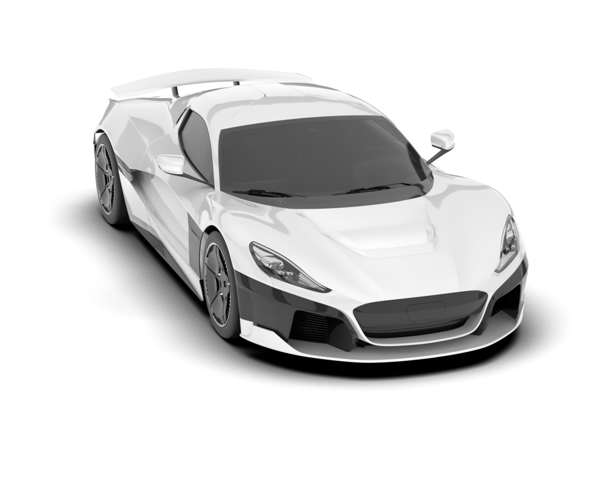 White sport car on transparent background. 3d rendering - illustration png