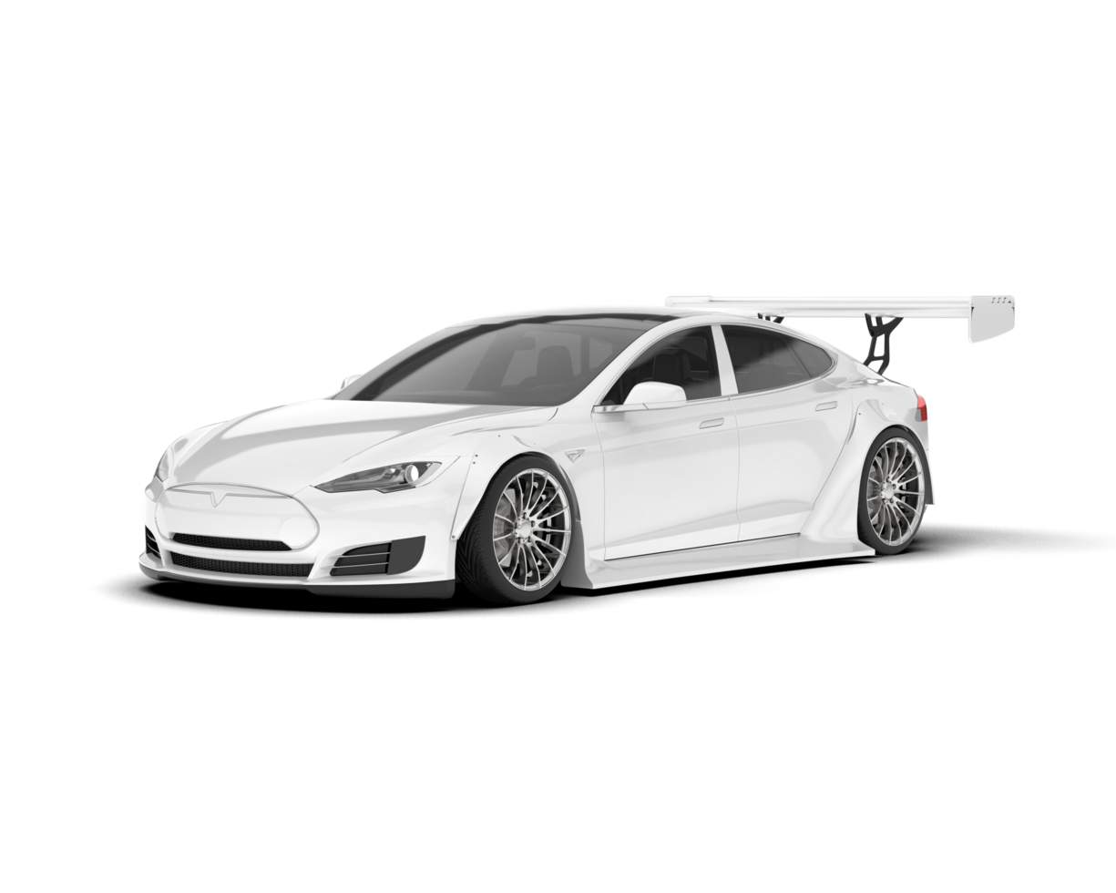 White sport car on transparent background. 3d rendering - illustration png