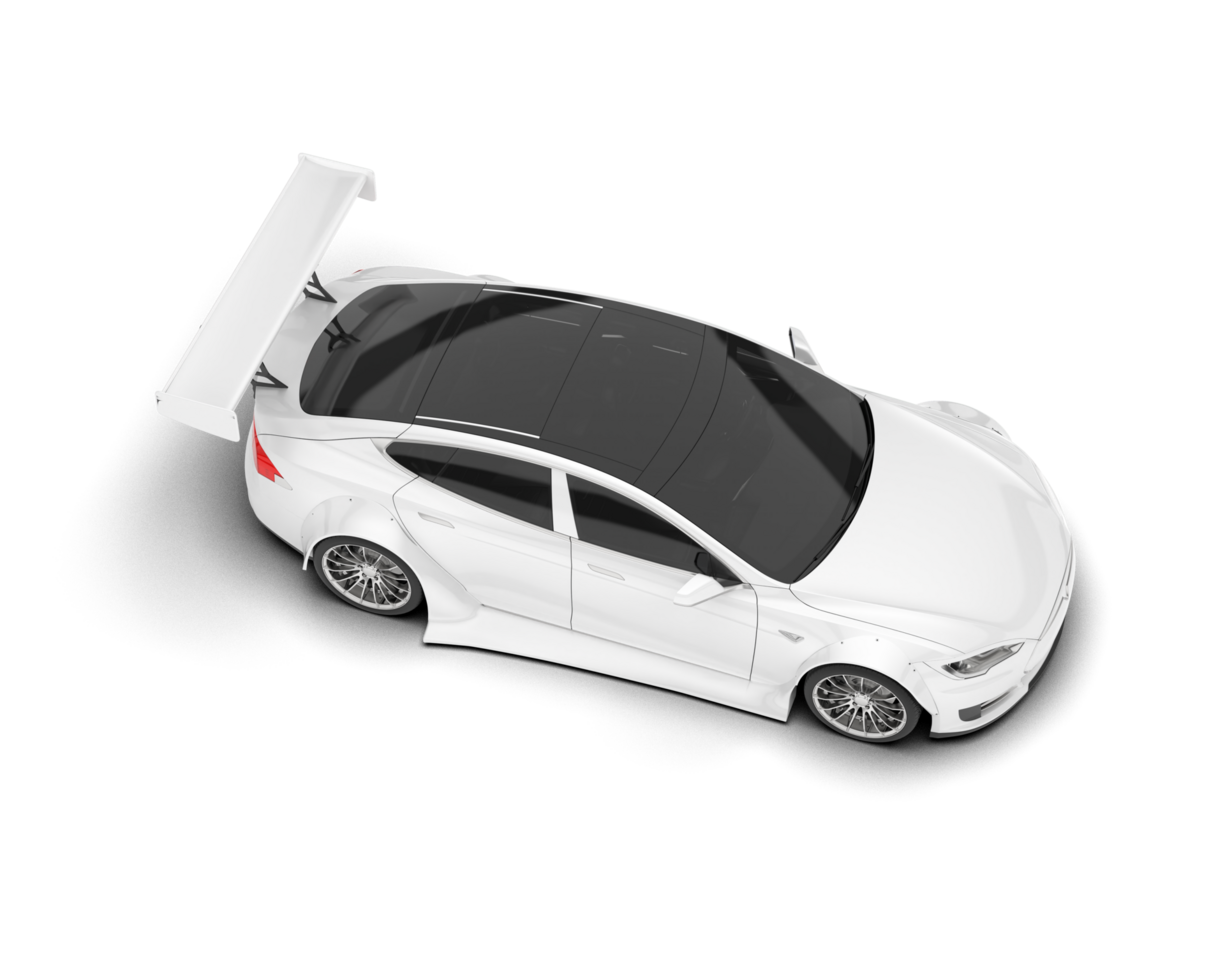 White sport car on transparent background. 3d rendering - illustration png