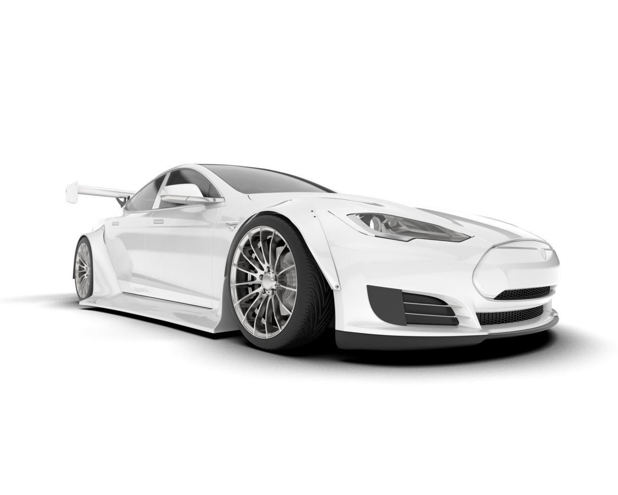 White sport car on transparent background. 3d rendering - illustration png