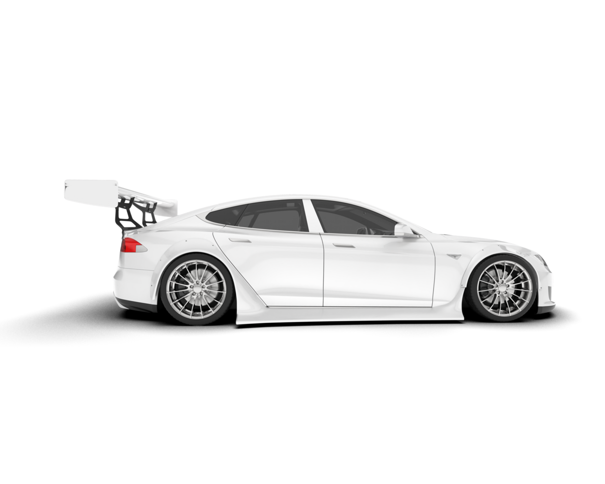 White sport car on transparent background. 3d rendering - illustration png