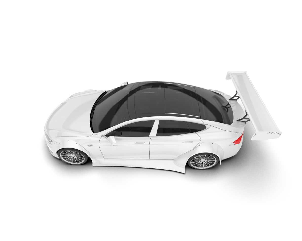 White sport car on transparent background. 3d rendering - illustration png