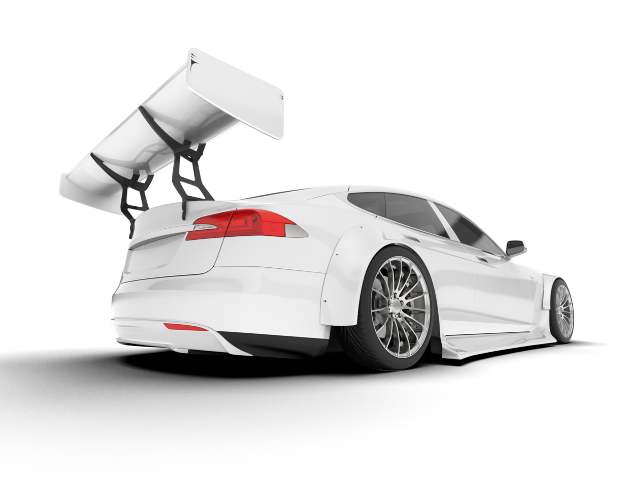 White sport car on transparent background. 3d rendering - illustration png
