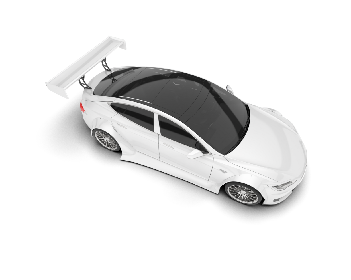 White sport car on transparent background. 3d rendering - illustration png
