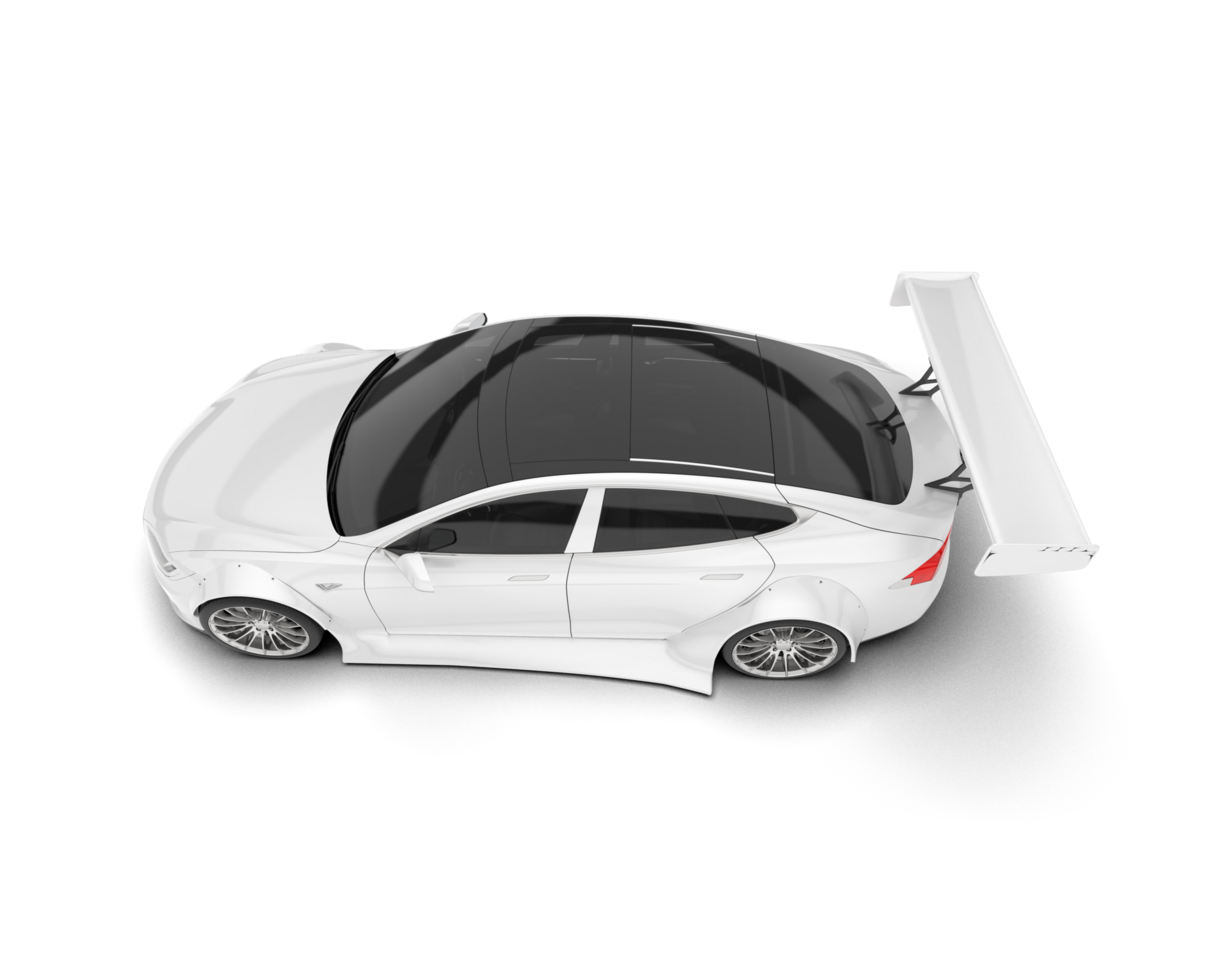 White sport car on transparent background. 3d rendering - illustration png