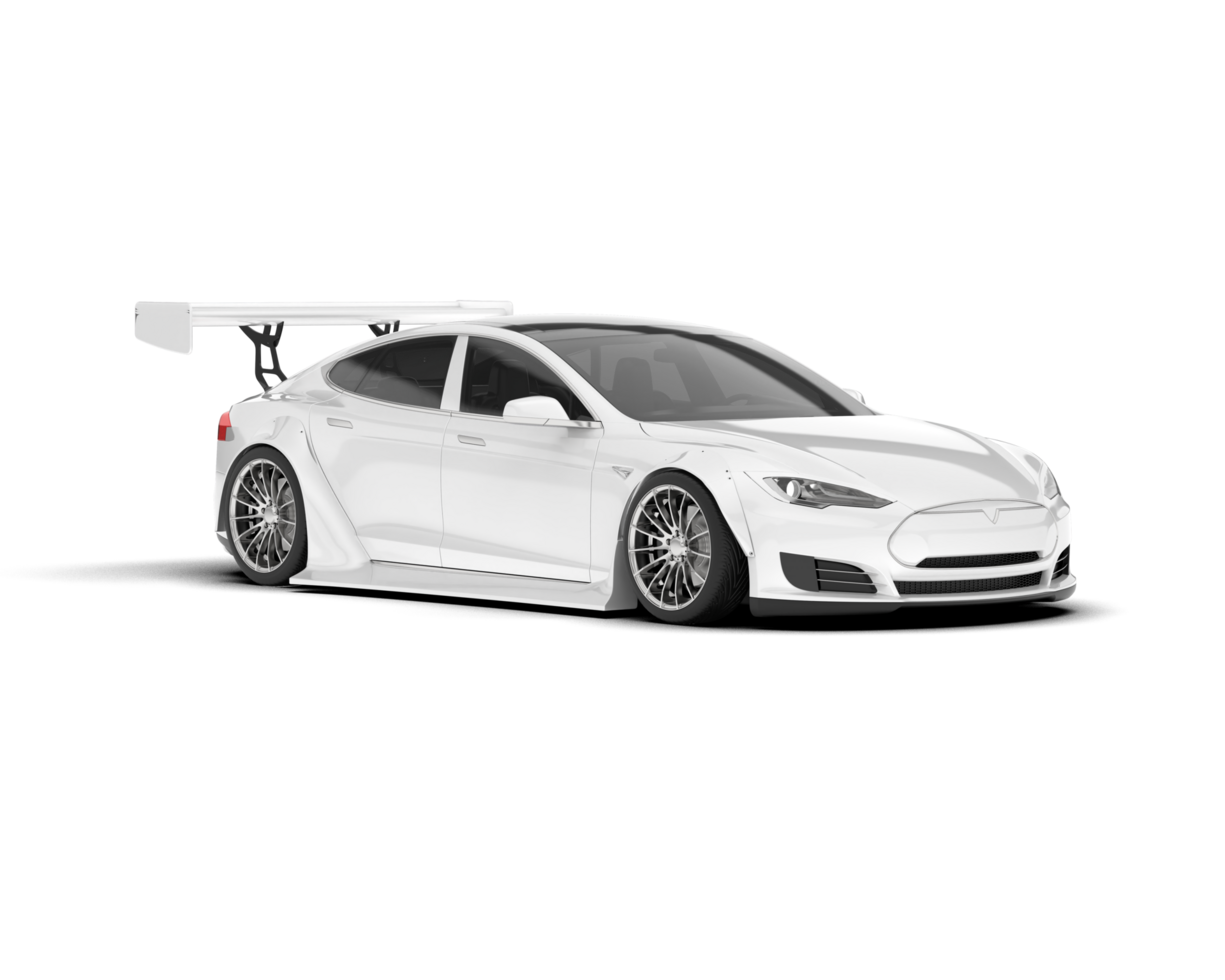 White sport car on transparent background. 3d rendering - illustration png
