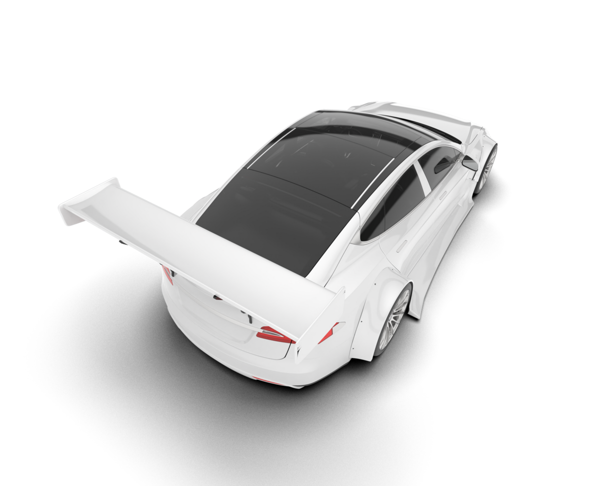 White sport car on transparent background. 3d rendering - illustration png