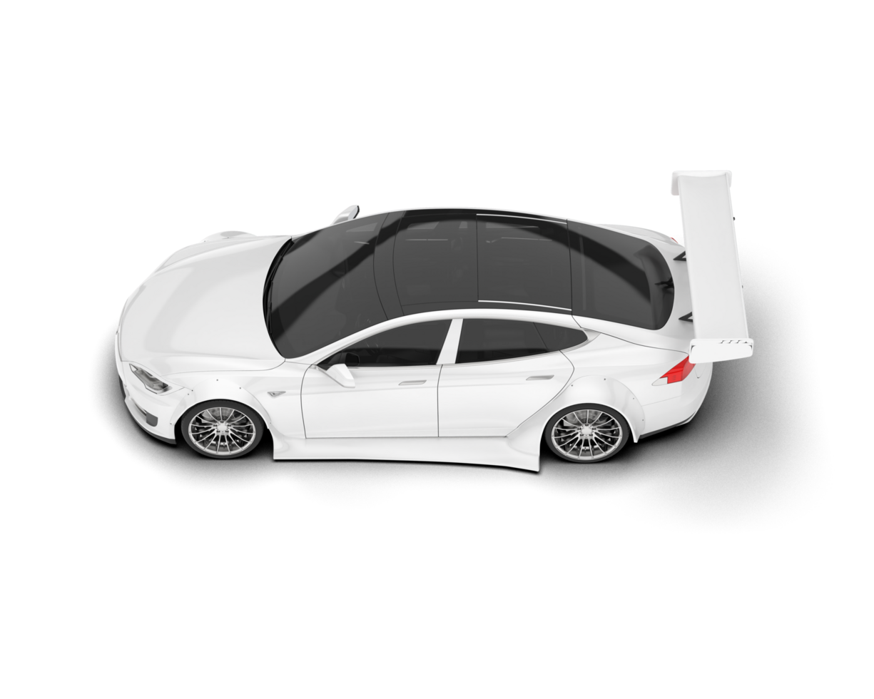 White sport car on transparent background. 3d rendering - illustration png