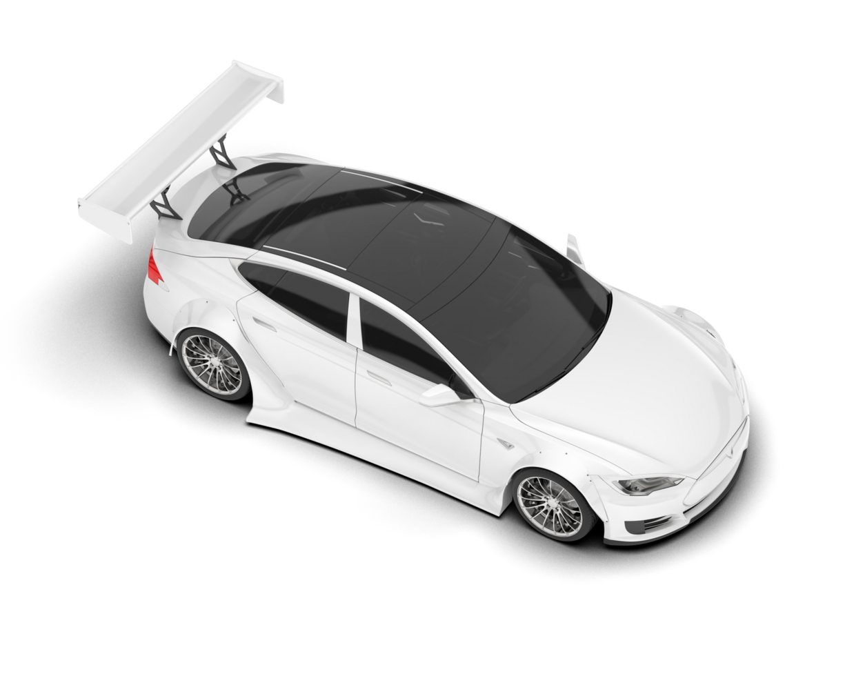 White sport car on transparent background. 3d rendering - illustration png