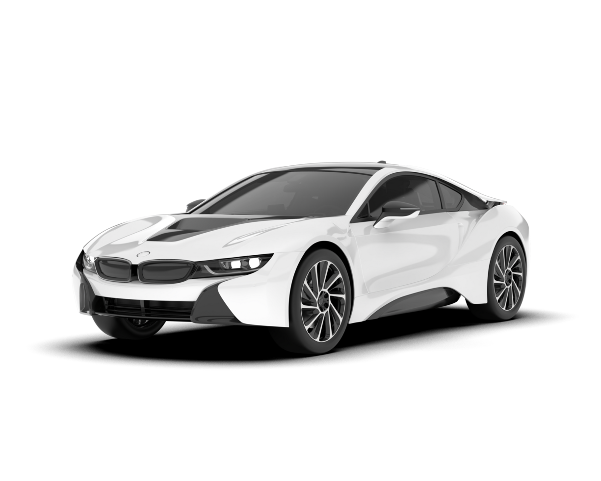 White sport car on transparent background. 3d rendering - illustration png