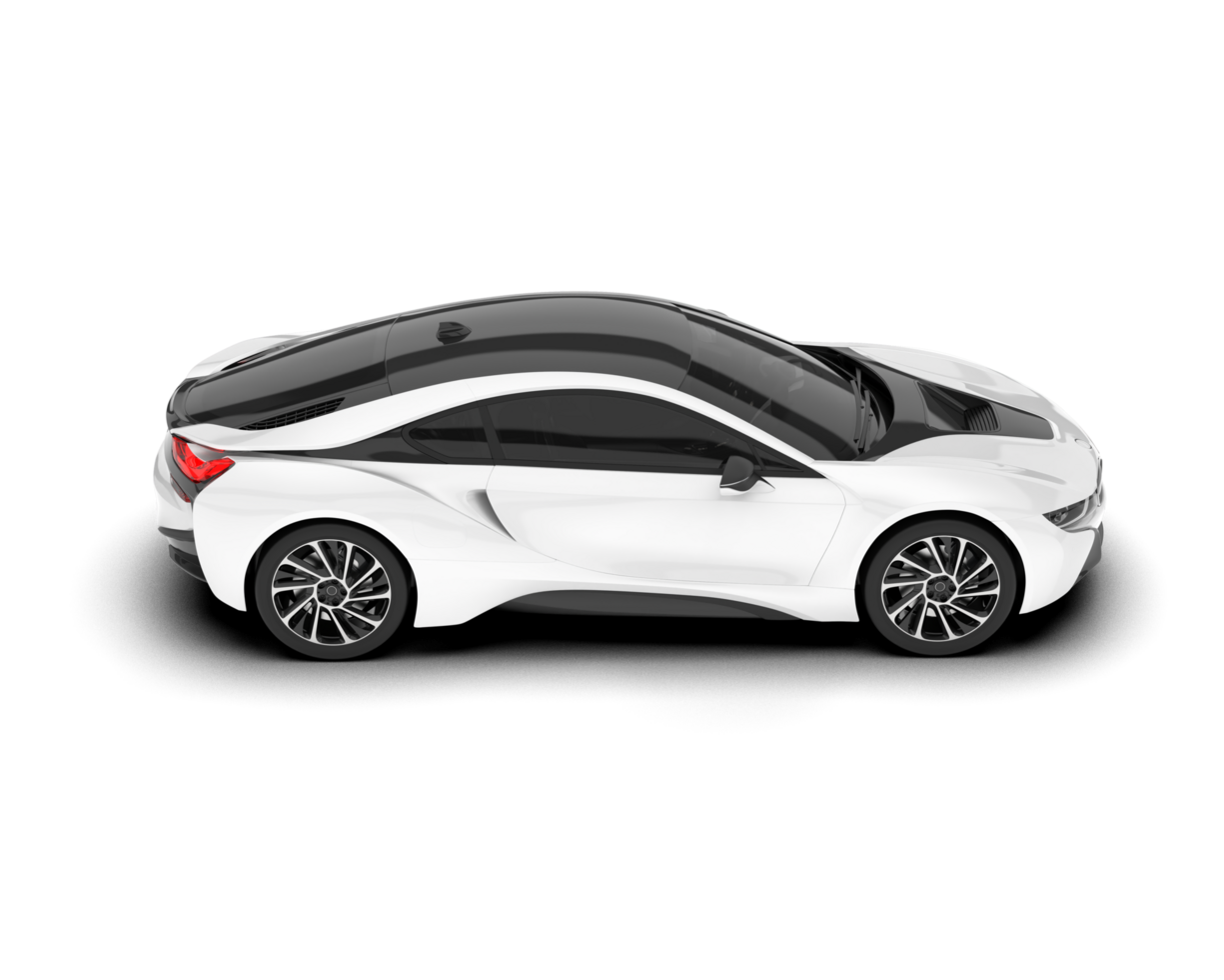 White sport car on transparent background. 3d rendering - illustration png