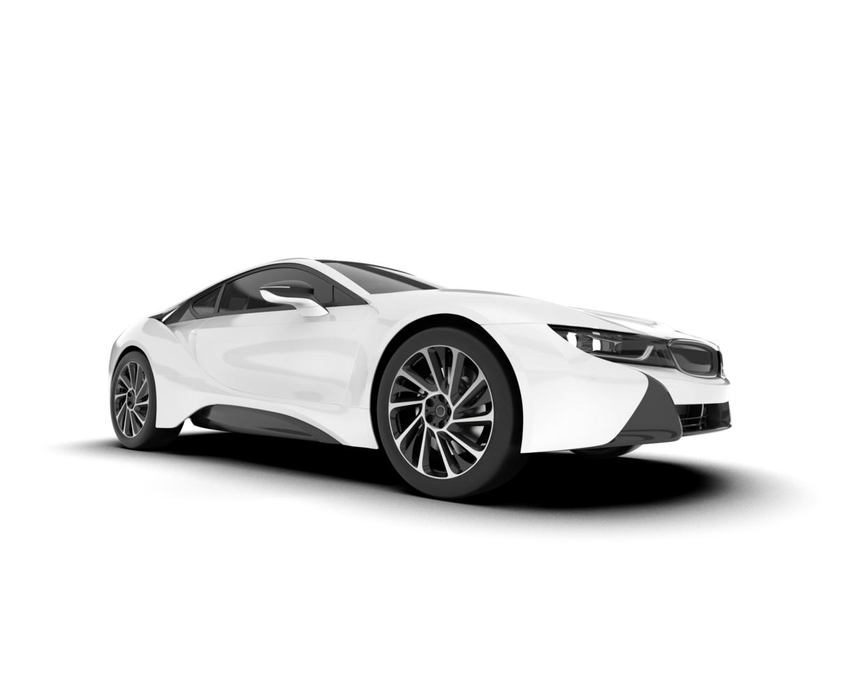 White sport car on transparent background. 3d rendering - illustration png