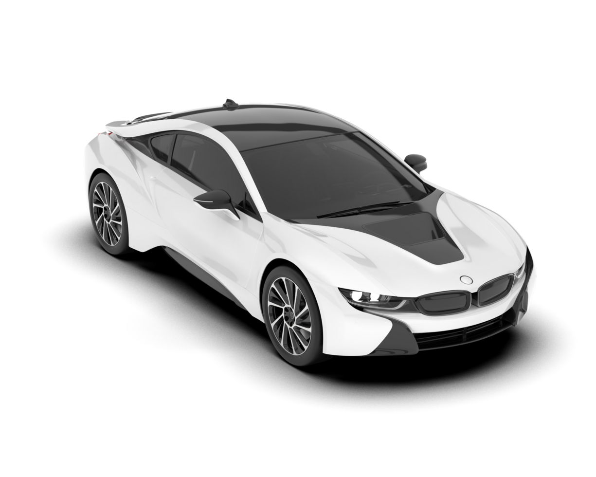 White sport car on transparent background. 3d rendering - illustration png
