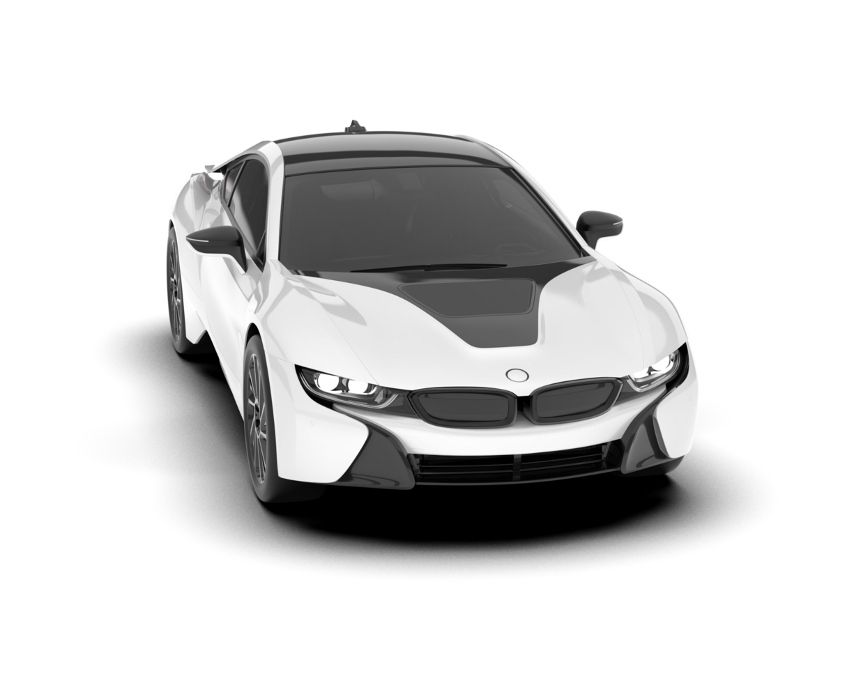 White sport car on transparent background. 3d rendering - illustration png