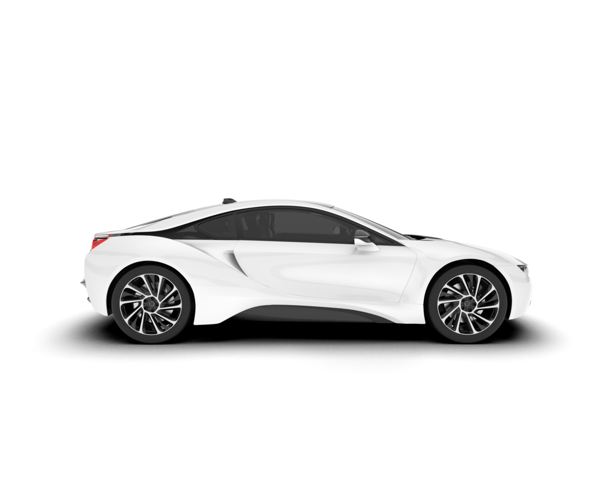 White sport car on transparent background. 3d rendering - illustration png